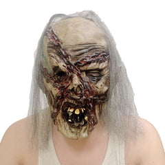 "The Bound Ghoul" Horror Mask - Realistic Latex Ghost Face with Attached Rusty Chain Detail for Haunted Houses, Escape Rooms, and Extreme Scare Performances