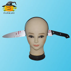 Halloween Horror Headband Props - Realistic Bloody Knife, Syringe, and Scissors Hair Accessories - Spooky Masquerade Costume Jewelry for Haunted House Pranks