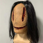 Haunting Long Hair Ghost Mask - Realistic Horror Headgear for Halloween Cosplay, Haunted House Props, and Creepy Costume Parties