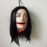 Lifelike Severed Head Horror Prop - 13-inch Hanging Decapitated Zombie Head with Realistic Bloody Details - Spooky Haunted House and Secret Room Decoration