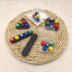 Traditional Korean Jacks Game Set - Hand-Stitched Fabric Weighted Stones for Stress Relief and Indoor Party Fun
