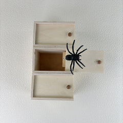 Handcrafted Wooden Spider Prank Box - Hilarious Surprise Jump Scare Toy for Parties and Practical Jokes