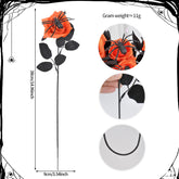 Artificial Halloween Floral Picks with Skulls and Spiders - 15-inch Gothic Rose Stems for Spooky Flower Arrangements and DIY Wreath Accents