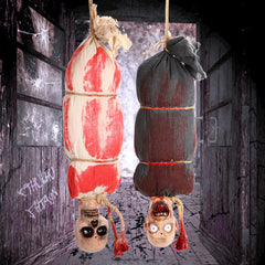 Animated Hanging Mummy Ghost - Sound-Activated Shaking Skeleton with Eerie Screams & Glowing Eyes - 5-Foot Professional Haunted House Prop & Spooky Halloween Party Decor