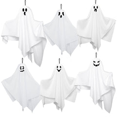 Spooky Floating White Hanging Ghosts - Versatile Expression Ghost Pendants for Halloween Porch, Yard, and Haunted House Atmosphere Decor