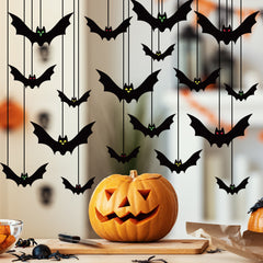 Realistic Hanging Halloween Bat Decoration - Spooky Vinyl Fruit Bat Prop with Spidery Wings - Professional Horror Atmosphere Pendant for Bars, Haunted Houses, and Gothic Parties