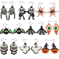 Spooky Halloween Drop Earrings - Novelty Spider and Bat Dangle Jewelry for Women and Kids - Fun Horror-Themed Party Accessories