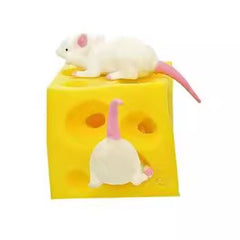 Realistic Cheese and Mouse Stress Relief Toy - Soft Silicone Squeeze Fidget for Sensory Play and Desktop Fun