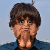 "The Glutton" Big Chin Latex Mask - Hilarious Double Chin Full-Head Hood for Halloween Pranks, Viral Videos, and Comedic Dance Performances