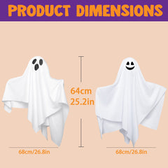 Spooky Floating White Hanging Ghosts - Versatile Expression Ghost Pendants for Halloween Porch, Yard, and Haunted House Atmosphere Decor