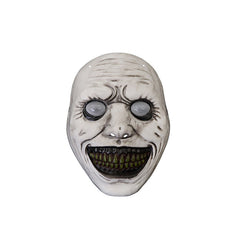 Possessed Demon Girl Mask - Realistic Distorted Face Horror Headgear with Spooky White Eyes for Halloween Cosplay and Haunted House Props