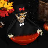 Animated Motion-Activated Candy Bowl - Spooky Ghost Fruit Plate with Sound and Light for Haunted House Decor