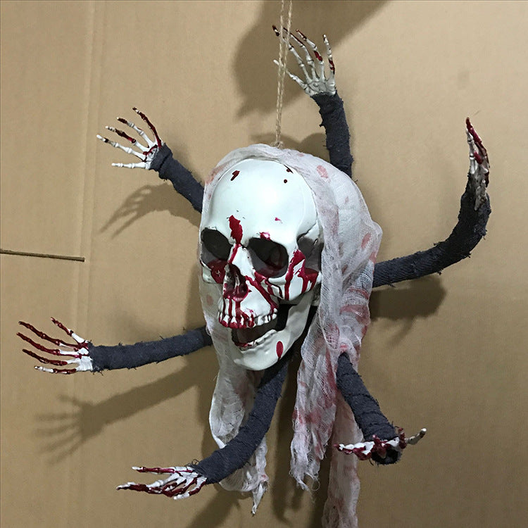Bleeding Horror Skull Door Hanging - Animated "Six-Claw" Monster Wall Prop - Spooky Gore Decor for Escape Rooms, Haunted Houses, and Professional Halloween Spoof Displays