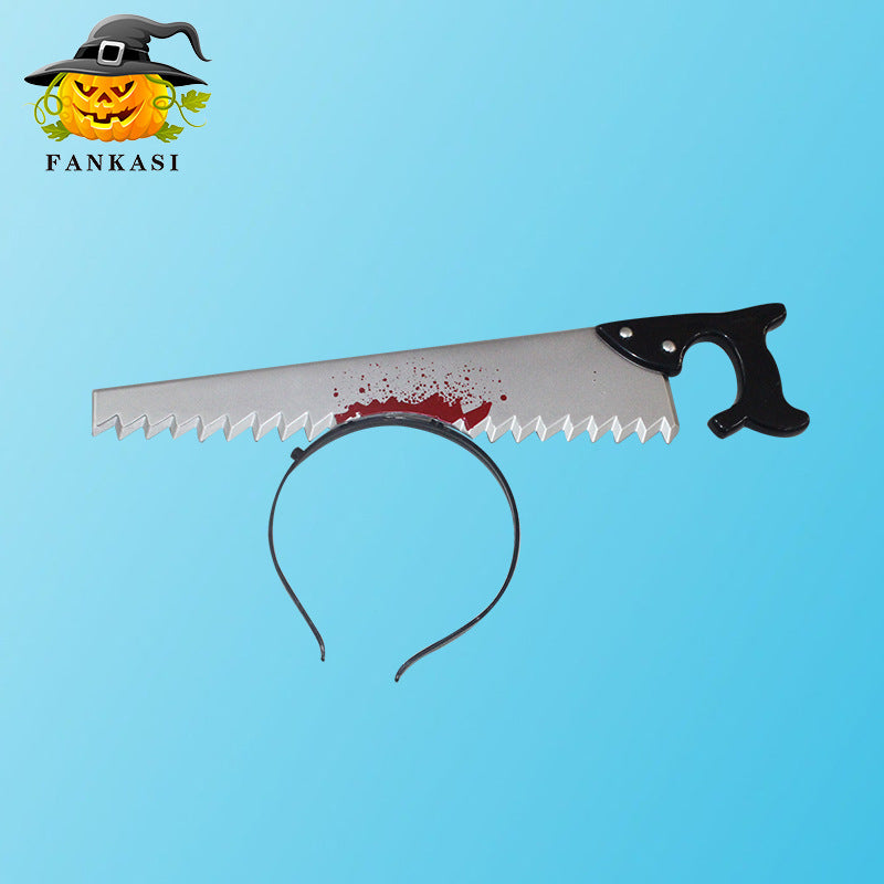 Halloween Horror Headband Props - Realistic Bloody Knife, Syringe, and Scissors Hair Accessories - Spooky Masquerade Costume Jewelry for Haunted House Pranks