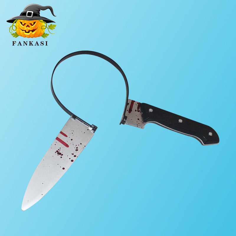 Halloween Horror Headband Props - Realistic Bloody Knife, Syringe, and Scissors Hair Accessories - Spooky Masquerade Costume Jewelry for Haunted House Pranks