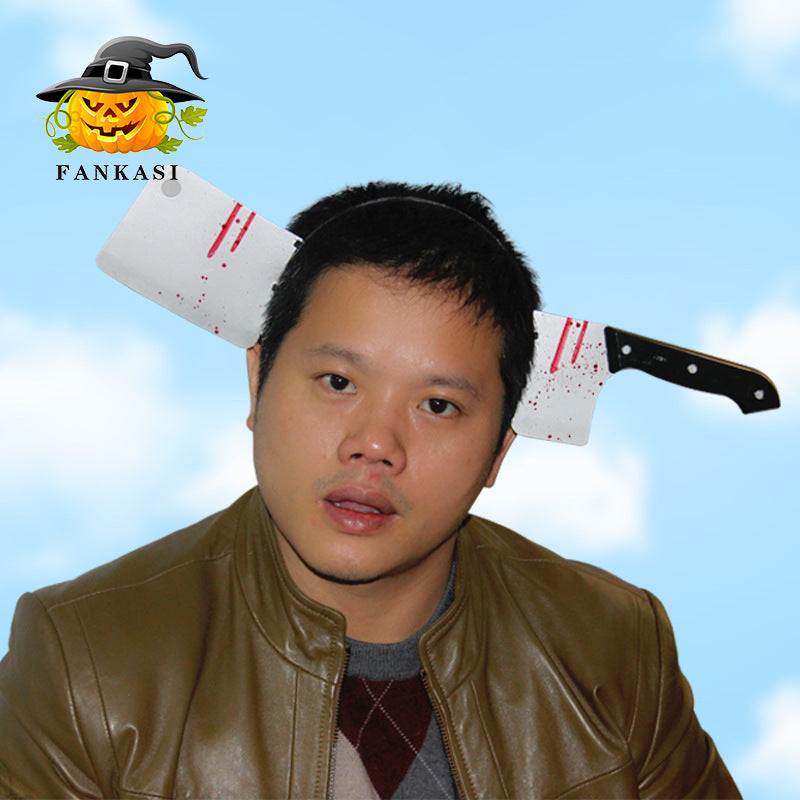 Halloween Horror Headband Props - Realistic Bloody Knife, Syringe, and Scissors Hair Accessories - Spooky Masquerade Costume Jewelry for Haunted House Pranks