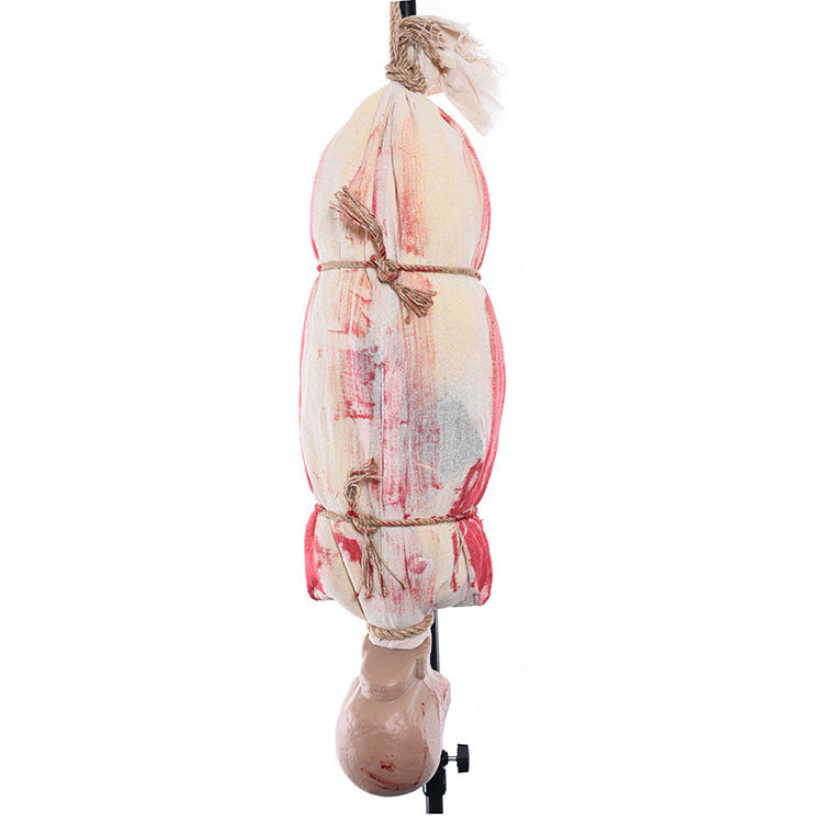 Animated Hanging Mummy Ghost - Sound-Activated Shaking Skeleton with Eerie Screams & Glowing Eyes - 5-Foot Professional Haunted House Prop & Spooky Halloween Party Decor