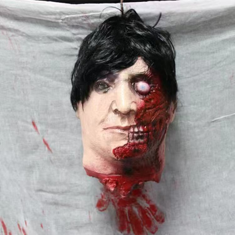Life-Size Severed Head Horror Prop - Realistic Gory Decapitated Doll for Haunted Houses, Escape Rooms, and Halloween Bar Decor - Professional Grade Slasher Movie Atmosphere Prop