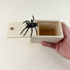 Handcrafted Wooden Spider Prank Box - Hilarious Surprise Jump Scare Toy for Parties and Practical Jokes
