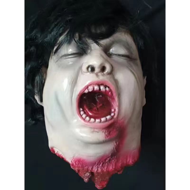 Life-Size Severed Head Horror Prop - Realistic Gory Decapitated Doll for Haunted Houses, Escape Rooms, and Halloween Bar Decor - Professional Grade Slasher Movie Atmosphere Prop