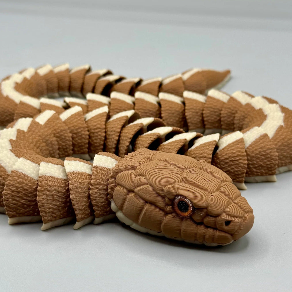 Articulated 3D Printed Snake - Flexible Movable Joints & Realistic Scale Texture - Lifelike Reptile Toy for Pranks and Desk Decor