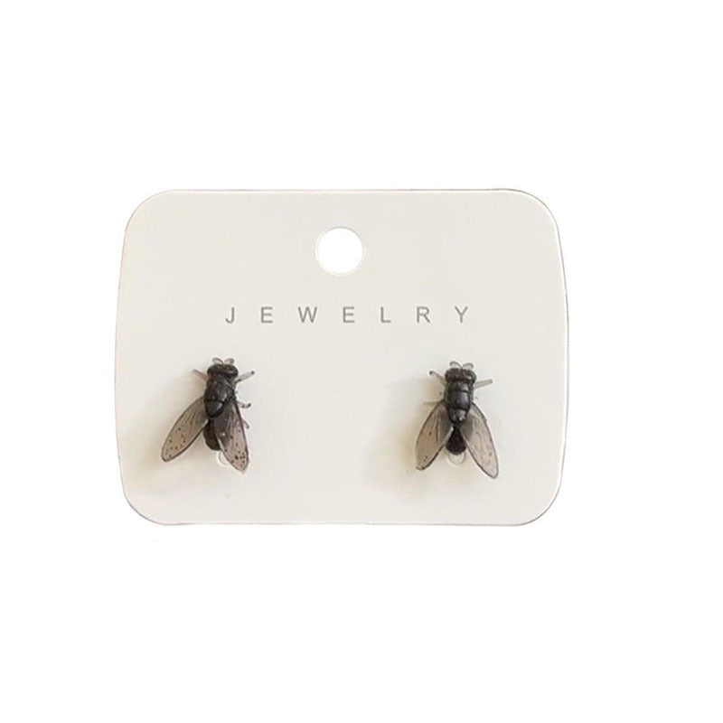 Realistic Housefly Drop Earrings - Unique Abstract Insect Jewelry & Fun Exaggerated Prank Gift for Her