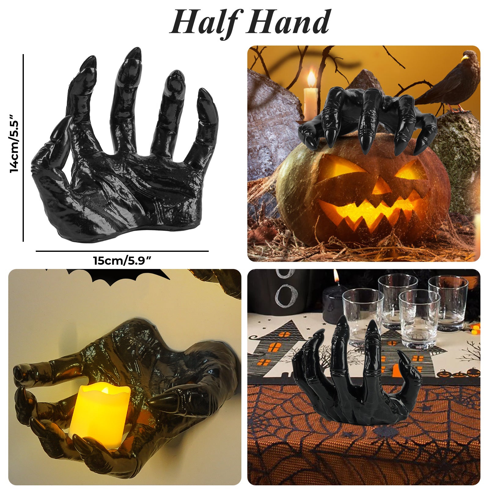 Halloween Demon Hand Desktop Ornament - Realistic Horror Prosthetic Hand Prop for Haunted Houses, Gothic Desks, and Secret Room Scene Decor