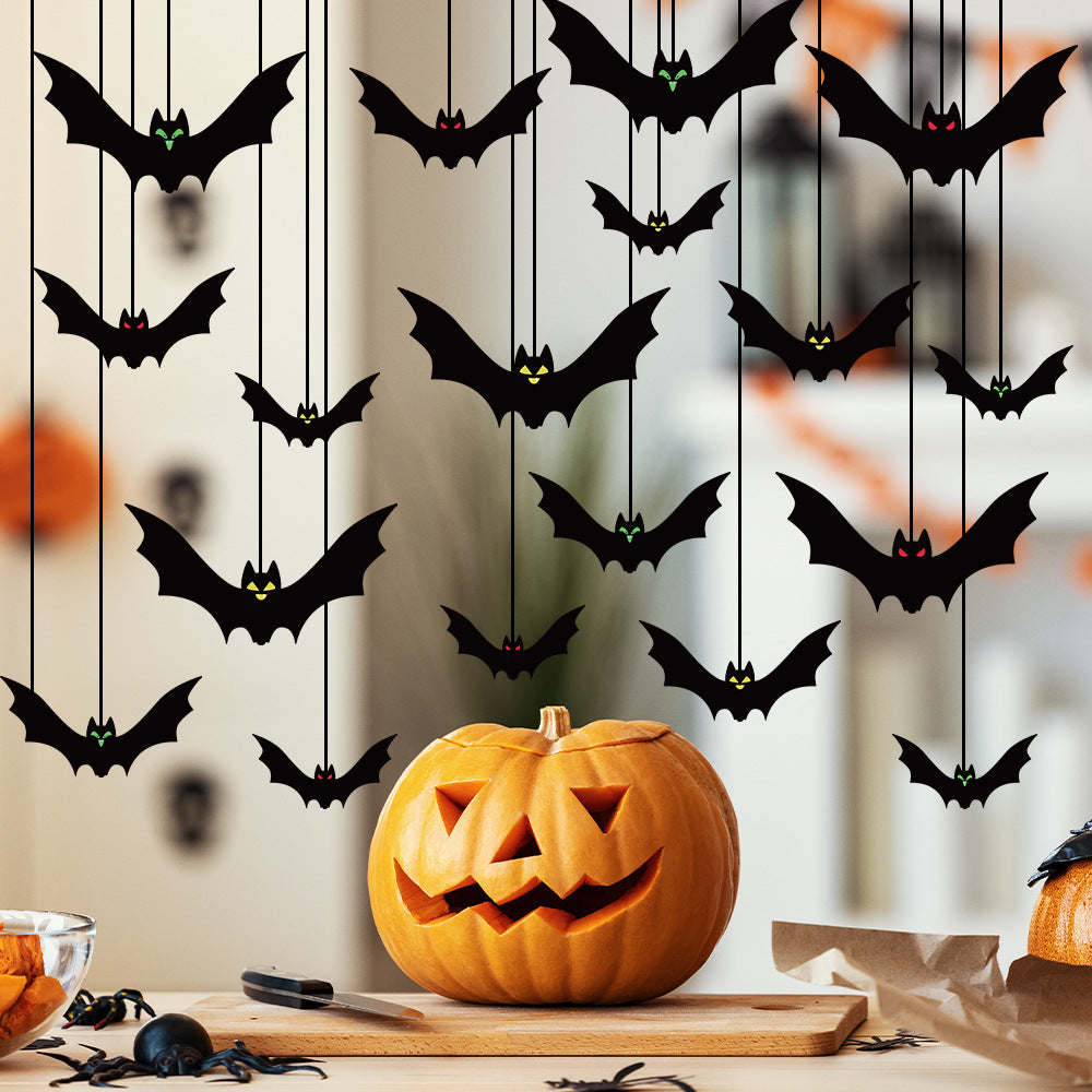 Realistic Hanging Halloween Bat Decoration - Spooky Vinyl Fruit Bat Prop with Spidery Wings - Professional Horror Atmosphere Pendant for Bars, Haunted Houses, and Gothic Parties
