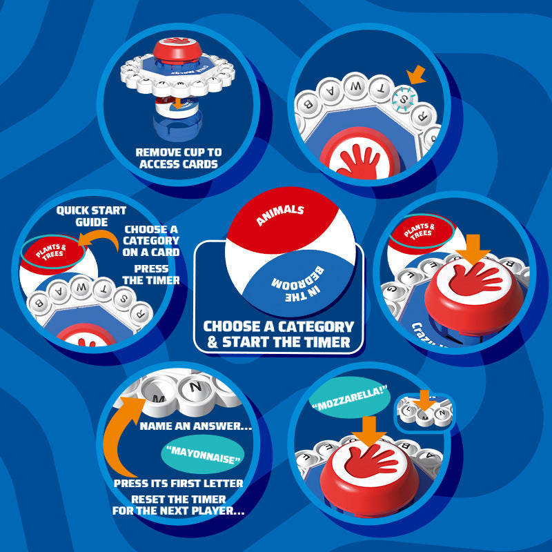 Rapid-Fire Alphabet Press Game - Fast-Paced Word Association Party Toy and Educational Family Board Game