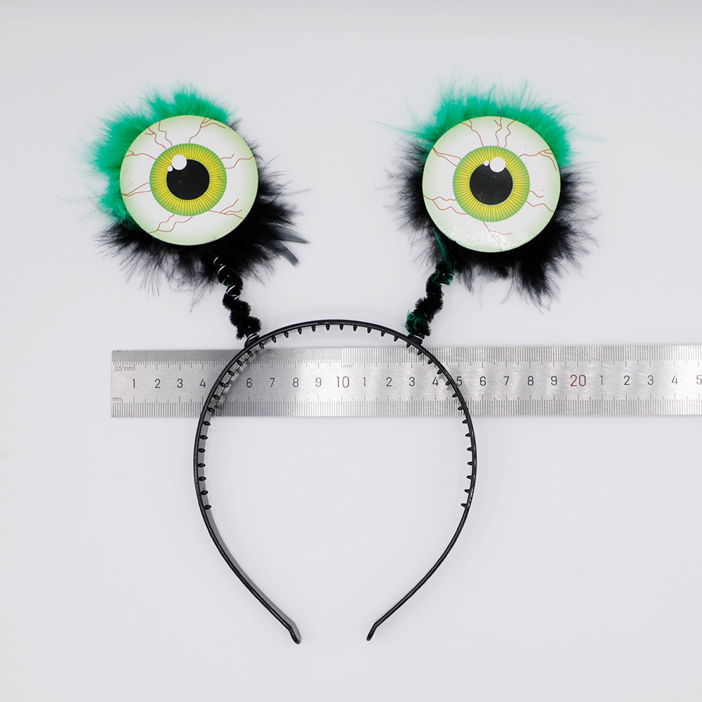 Googly Eye Halloween Headband - Exaggerated Spring-Loaded Bouncing Eyeballs - Spooky Ghost Festival Hair Accessory for Masquerade Parties and Horror-Themed Events