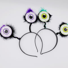Googly Eye Halloween Headband - Exaggerated Spring-Loaded Bouncing Eyeballs - Spooky Ghost Festival Hair Accessory for Masquerade Parties and Horror-Themed Events
