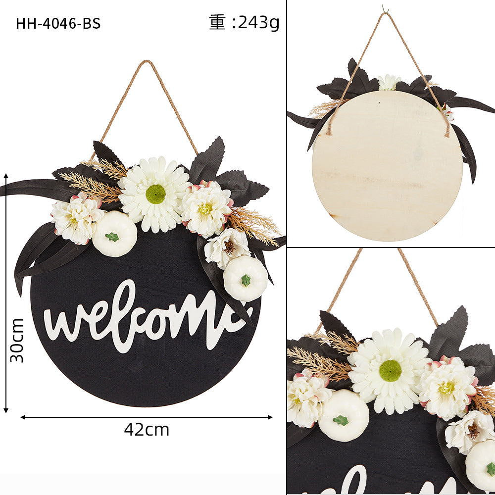 Spooky Skull Door Wreath - 16-inch Gothic Halloween Garland with Realistic Bone Accents - Horror-Themed Wall Decor for Haunted House Scenes and Party Entryways