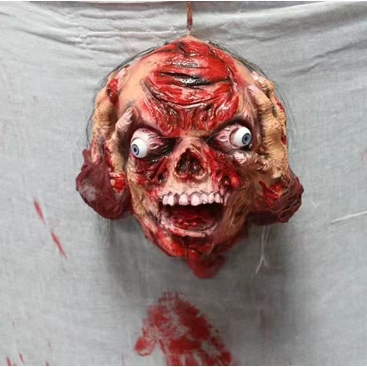 Life-Size Severed Head Horror Prop - Realistic Gory Decapitated Doll for Haunted Houses, Escape Rooms, and Halloween Bar Decor - Professional Grade Slasher Movie Atmosphere Prop