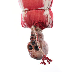 Animated Hanging Mummy Ghost - Sound-Activated Shaking Skeleton with Eerie Screams & Glowing Eyes - 5-Foot Professional Haunted House Prop & Spooky Halloween Party Decor