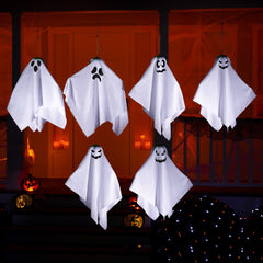 Spooky Floating White Hanging Ghosts - Versatile Expression Ghost Pendants for Halloween Porch, Yard, and Haunted House Atmosphere Decor