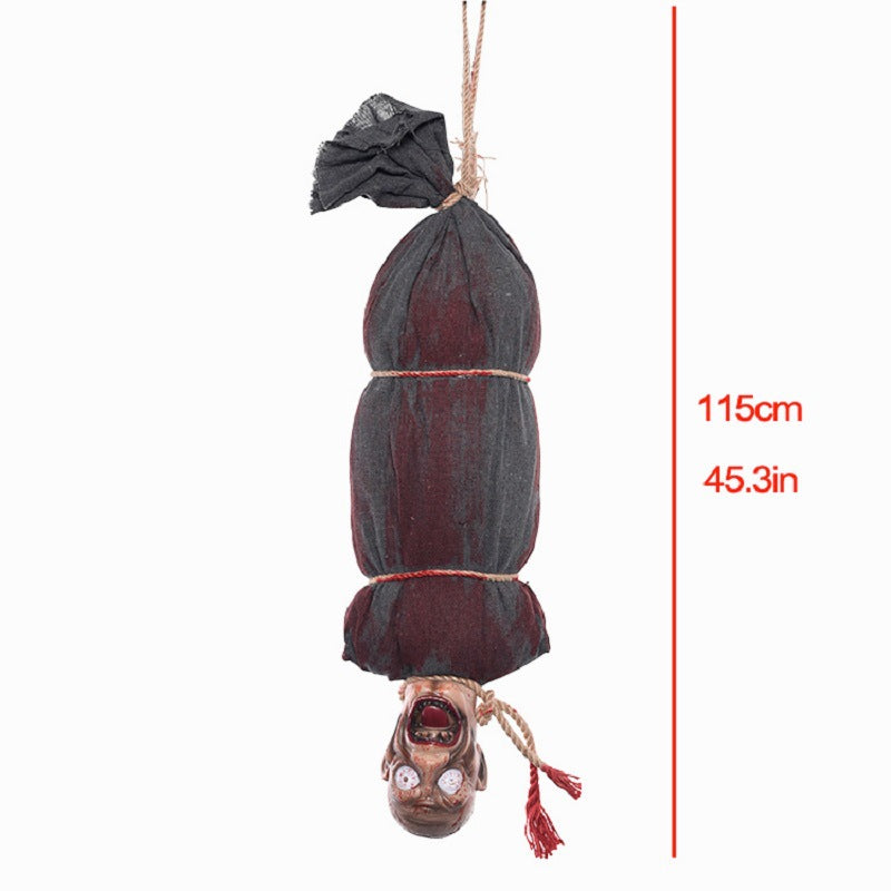 Animated Hanging Mummy Ghost - Sound-Activated Shaking Skeleton with Eerie Screams & Glowing Eyes - 5-Foot Professional Haunted House Prop & Spooky Halloween Party Decor