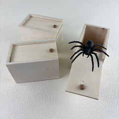 Handcrafted Wooden Spider Prank Box - Hilarious Surprise Jump Scare Toy for Parties and Practical Jokes