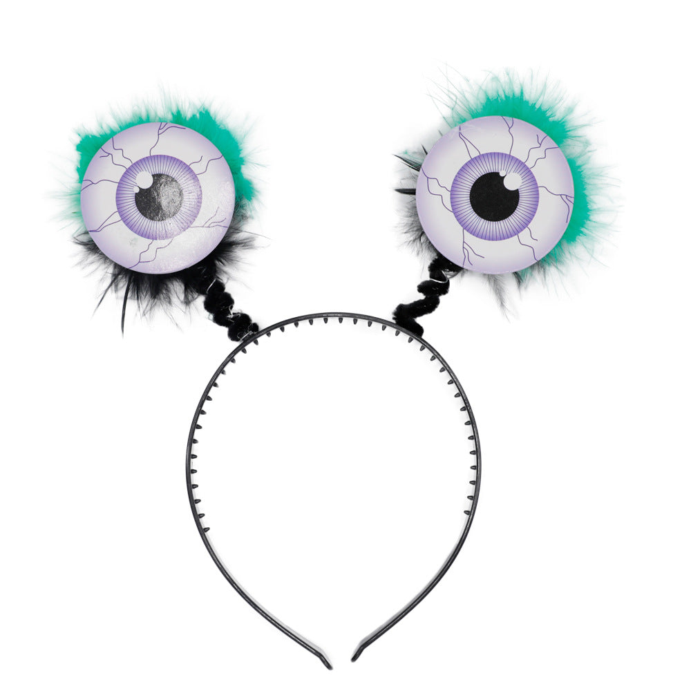 Googly Eye Halloween Headband - Exaggerated Spring-Loaded Bouncing Eyeballs - Spooky Ghost Festival Hair Accessory for Masquerade Parties and Horror-Themed Events