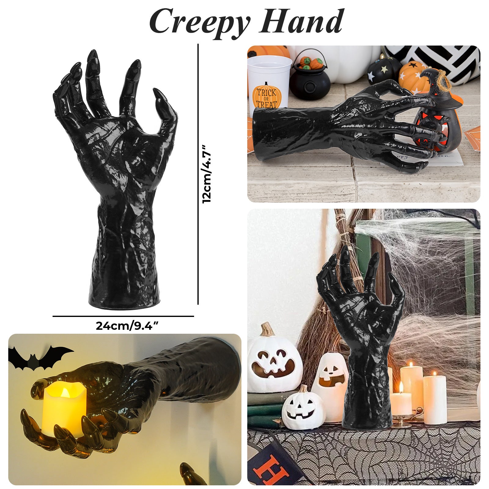 Halloween Demon Hand Desktop Ornament - Realistic Horror Prosthetic Hand Prop for Haunted Houses, Gothic Desks, and Secret Room Scene Decor