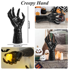 Halloween Demon Hand Desktop Ornament - Realistic Horror Prosthetic Hand Prop for Haunted Houses, Gothic Desks, and Secret Room Scene Decor