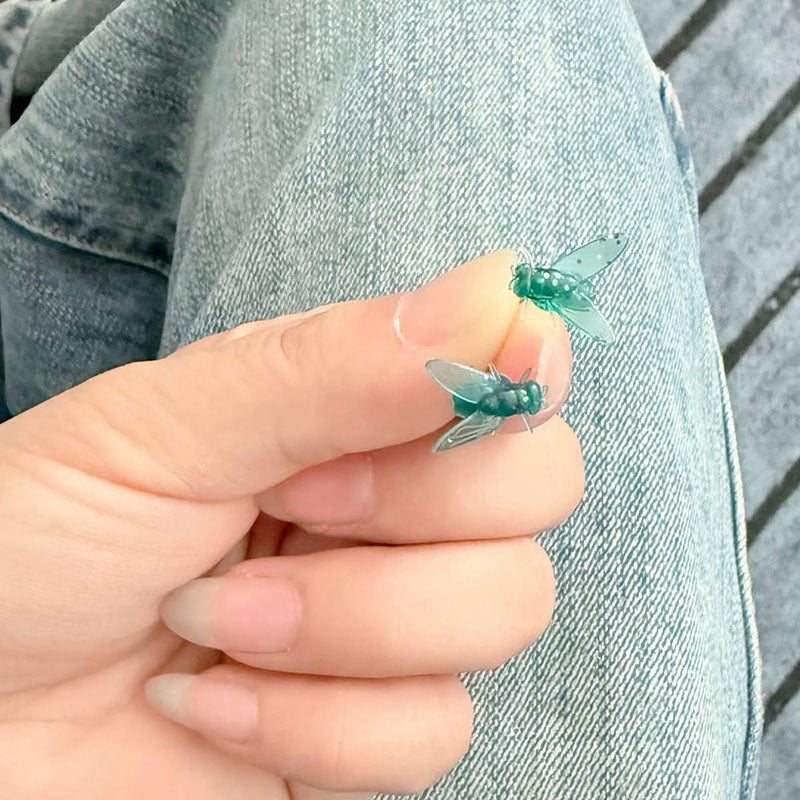 Realistic Housefly Drop Earrings - Unique Abstract Insect Jewelry & Fun Exaggerated Prank Gift for Her