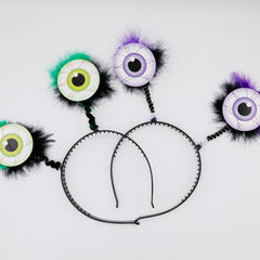 Googly Eye Halloween Headband - Exaggerated Spring-Loaded Bouncing Eyeballs - Spooky Ghost Festival Hair Accessory for Masquerade Parties and Horror-Themed Events