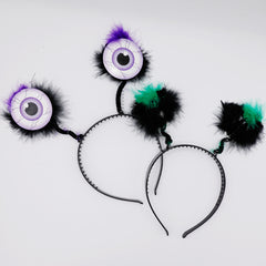 Googly Eye Halloween Headband - Exaggerated Spring-Loaded Bouncing Eyeballs - Spooky Ghost Festival Hair Accessory for Masquerade Parties and Horror-Themed Events