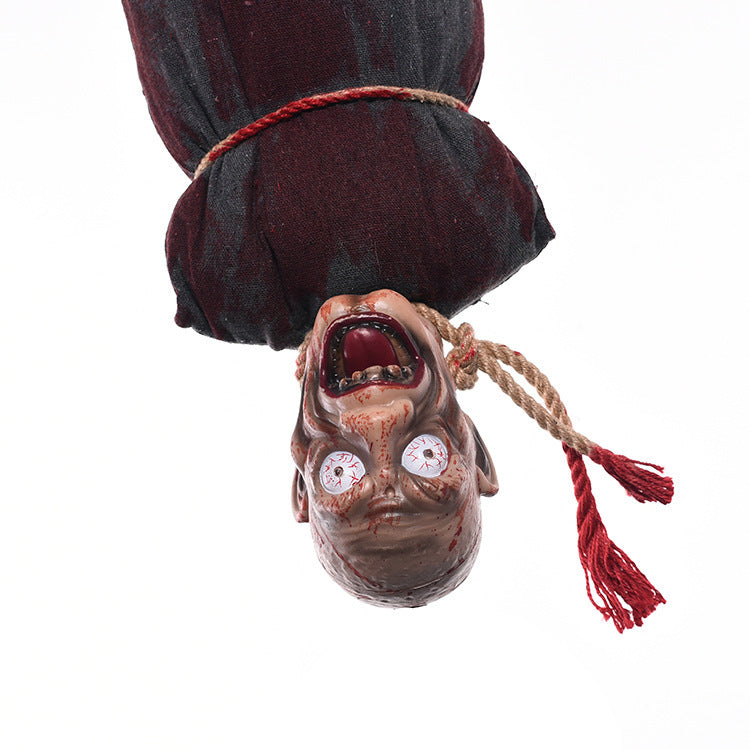 Animated Hanging Mummy Ghost - Sound-Activated Shaking Skeleton with Eerie Screams & Glowing Eyes - 5-Foot Professional Haunted House Prop & Spooky Halloween Party Decor