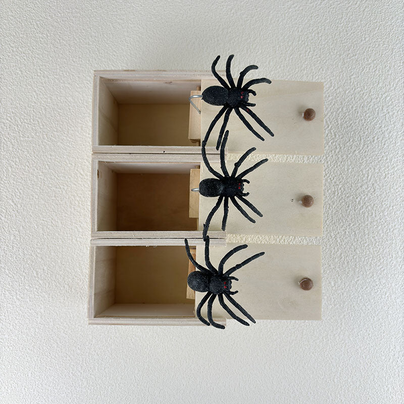 Handcrafted Wooden Spider Prank Box - Hilarious Surprise Jump Scare Toy for Parties and Practical Jokes
