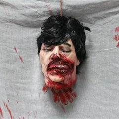 Life-Size Severed Head Horror Prop - Realistic Gory Decapitated Doll for Haunted Houses, Escape Rooms, and Halloween Bar Decor - Professional Grade Slasher Movie Atmosphere Prop