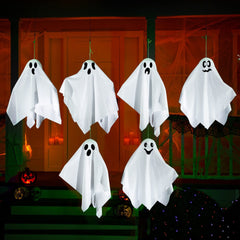Spooky Floating White Hanging Ghosts - Versatile Expression Ghost Pendants for Halloween Porch, Yard, and Haunted House Atmosphere Decor