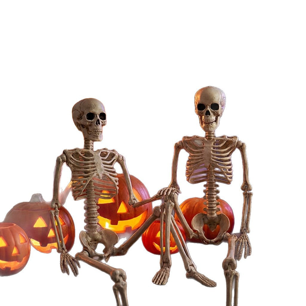 5.4-Foot Life-Size Posable Halloween Skeleton - 165cm Realistic Human Bone Model for Haunted House Decor, Graveyard Scenes, and Spooky Outdoor Party Displays