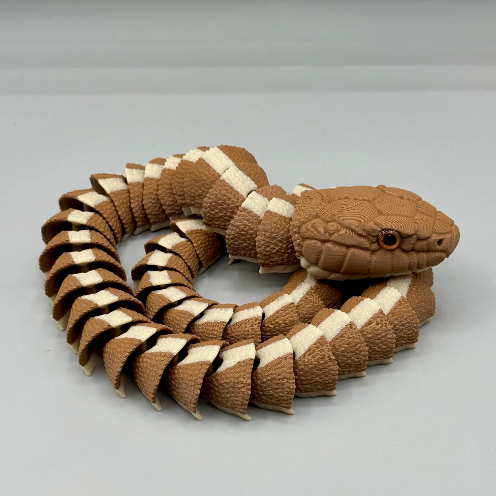 Articulated 3D Printed Snake - Flexible Movable Joints & Realistic Scale Texture - Lifelike Reptile Toy for Pranks and Desk Decor